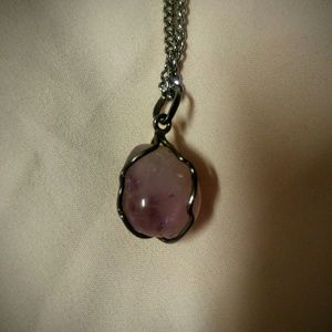 🔴Real Amethyst Wire Caged Pendant and Chain